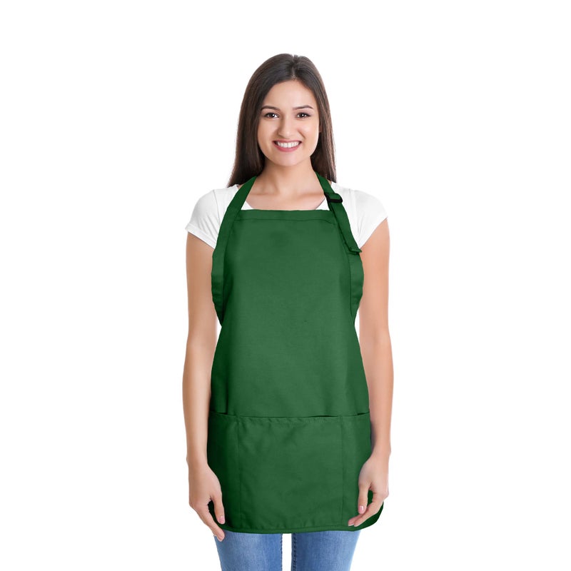 DALIX Apron Commercial Restaurant Home Bib Spun Poly Cotton Kitchen Aprons (3 Pockets) in Black 12 Pack - Image 2
